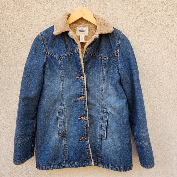Old Navy Jackets & Blazers - Vintage OLD NAVY Women’s Denim Coat Small Sherpa Lined Barn Chore Jacket